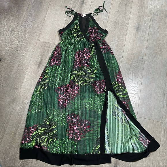 CIEBON Maxi Dress Tropical Printed Size L Tie Shoulder - Picture 1 of 10